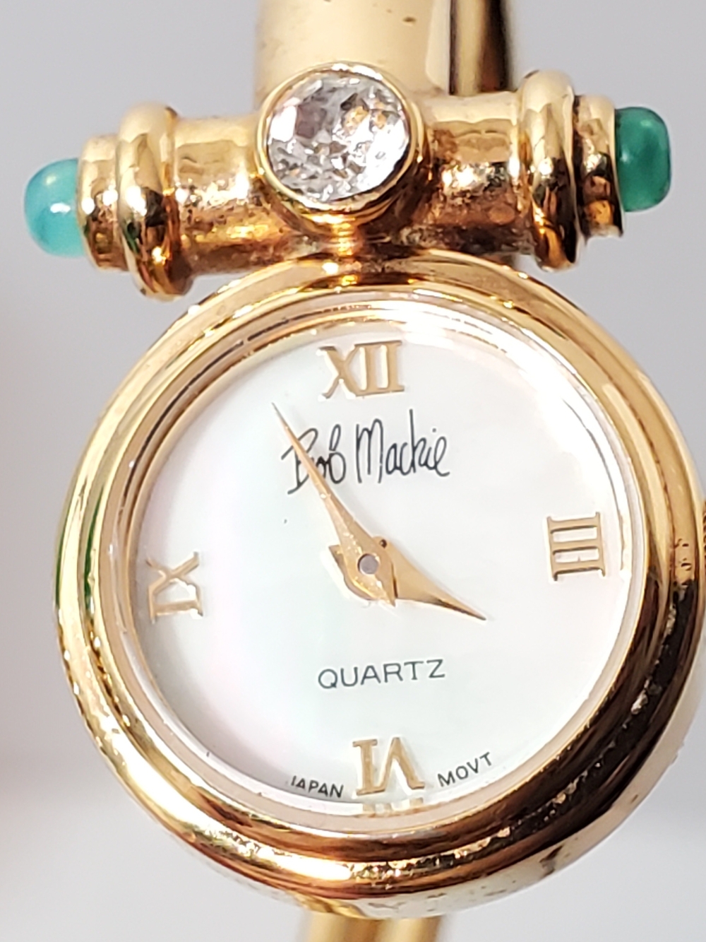 Bob Mackie Women's Vintage Quartz Gold Plated Quartz Watch Mother Pearl Dial
